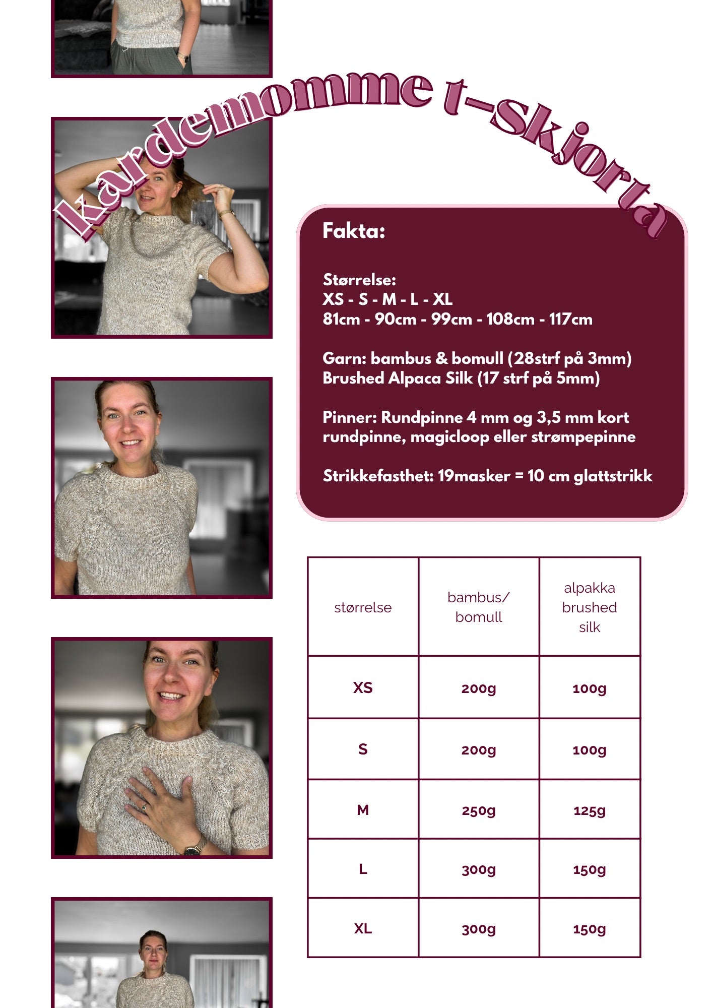 Kardemomme T-skjorte strikkeoppskrift